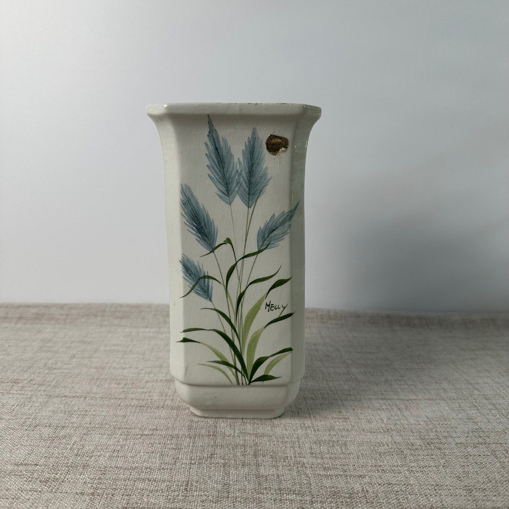 Vintage Ceramiche Nelly Bassano Italy Vase | Hand Painted Botanical Ceramic Vase